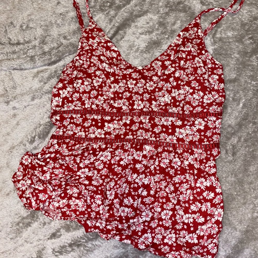 red floral tank